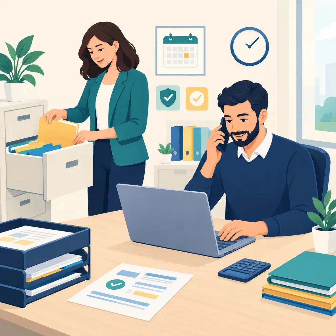 Illustration de gestion de paie et de dossiers administratifs